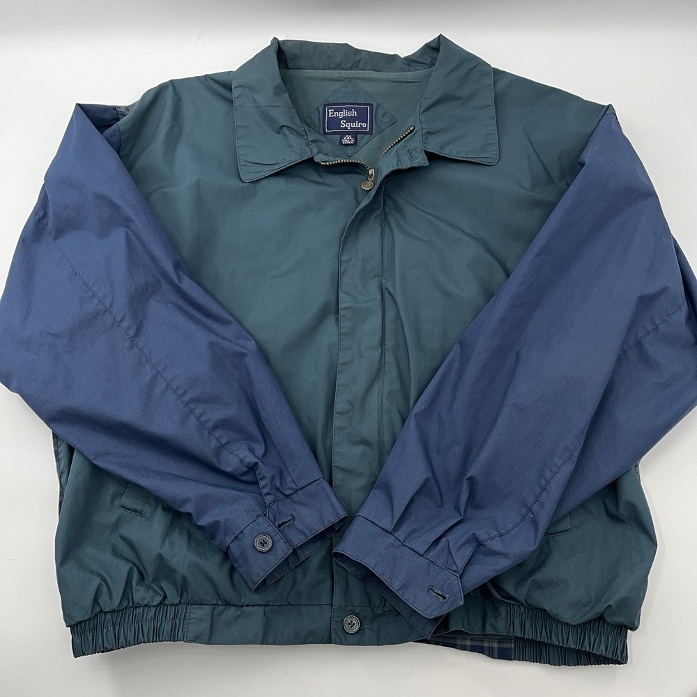 Vintage English Squire Two‑Tone Jacket Men 2XL Made in Korea 90s Plaid Lined Har